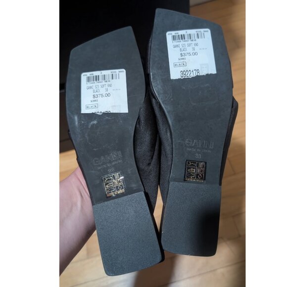 Ganni | Soft Knot Mule Sandals In Black Satin - Picture 6 of 12